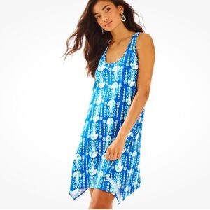 Lilly Pulitzer Melle Dress Indigo Blue Get In Line Octopus Print - L